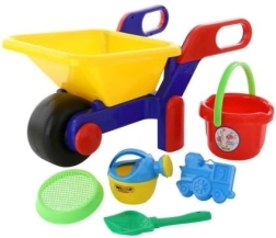 Spielset Taczka mit Eimer, Sieb und Schaufel