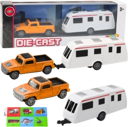 Offroad-Fahrzeugset mit Campinganhänger - Orange