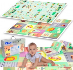 Faltbare beidseitige Spielmatte aus XPE-Schaum HUMBI 120 × 180 × 0,8 cm – Tiere und Straßengassen