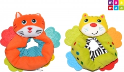 Textil-Rassel fürs Handgelenk mit Beißringen MAAMAA, Kätzchen 12 cm