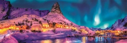 Panorama-Puzzle 1000 Teile – Bunte Nacht, Lofoten-Insel