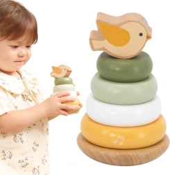 Holzpyramide zum Lernen mit Vögelchen VIGA PolarB