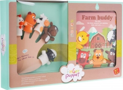 Set mit 5 Gummi-Fingerpuppen und Bauernhof-Büchlein, wasserfest, 3+