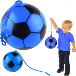 Gummiball mit Fußballmuster und elastischer Schlaufe, blau 22 cm