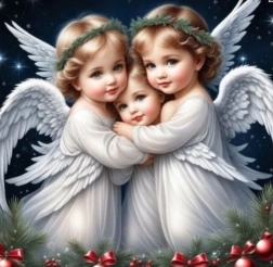 Diamantmalerei Drei kleine Engel 30 × 40 cm