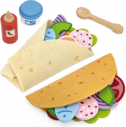 VIGA Taco- und Burrito-Set – Holz- und Filzlebensmittel, 27 Teile