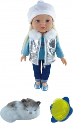 Puppe mit Katze 43 cm