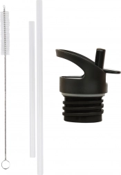 A Little Lovely Company Set aus Verschluss, Bürste und Strohhalm für Edelstahlflasche 350 ml – Weltraum