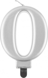 Tortenkerze Silber Zahl 0