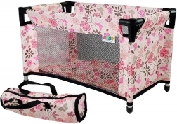 Puppenbett Alice rosa mit Blumen