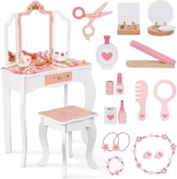 Holz-Toilettentisch mit dreifachem Spiegel und Zubehör WOOPIE GREEN