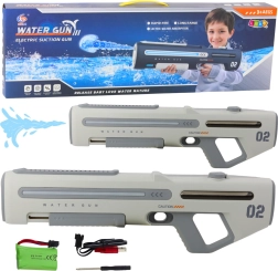 Elektrische automatische Wasserpistole grau-weiß 62 cm