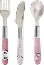 Metall-Kinderbesteck EXOTIC ANIMALS, 3-tlg., rosa