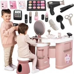 Smoby Beauty-Stylistin-Zentrum – Kinder-Schönheitssalon 3-in-1 mit 32 Zubehörteilen