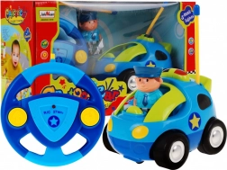 Ferngesteuertes Polizeiauto für Kinder 3+ Lenkrad-Fernsteuerung + Polizistenfigur + Licht- und Soundeffekte