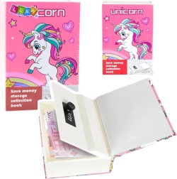 Versteck in Buchform Einhorn rosa mit Code