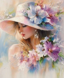 Diamantmalerei Frau mit Blumen 30 × 40 cm