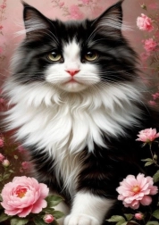 Diamantmalerei Schwarz-Weiß-Katze 30 × 40 cm