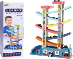 Bunte Rutschbahn für Spielzeugautos – 6 Autos