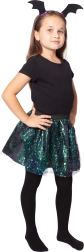 Mädchen Hexenkostüm mit Tutu-Rock und Haarreif mit Fledermausflügeln