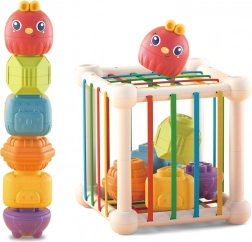 WOOPIE BABY elastischer sensorischer Würfel und Sortierer für Kinder mit Tiermotiven + Rassel, 7 Teile