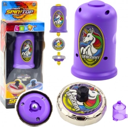 Starterset mit Abschusskreisel Einhorn lila