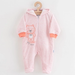 Baby-Samt-Overall mit Kapuze NEW BABY Sweetheart rosa