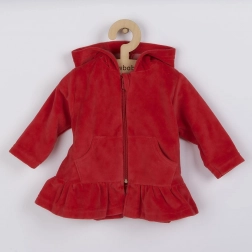Samtige Kinder-Kapuzenjacke NEW BABY rot