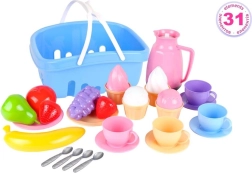 Kinder-Picknick-Set mit Korb, Teeservice und Obst
