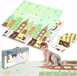 Zweischichtige faltbare Spielmatte aus Schaum HUMBI 200 × 180 × 1 cm – Stadt, Tierchen