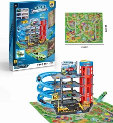 Mehrstöckiges Parkhaus mit Aufzug, Straßen-Spielmatte und Zubehör