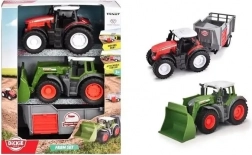 Dickie Toys Set landwirtschaftlicher Fahrzeuge FENDT (Traktor, Bulldozer, Anhänger) 9 cm