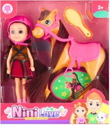 Puppe Reiterin auf dem Pferd 15 cm mit Zubehör