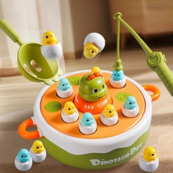 WOOPIE Dino Spielset 4-in-1 mit magnetischem Angeln und Katapult