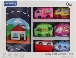 Kinder-Verkehrsset mit Stoffteppich und 6 Fahrzeugen