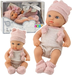 Babypuppe 18 cm im rosa Outfit mit Mützchen und Lätzchen
