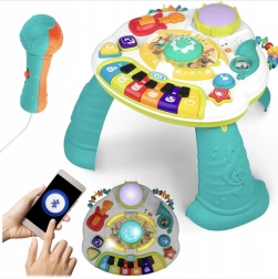 Pädagogischer Musikspieltisch mit Klavier, Trompete und Mikrofon