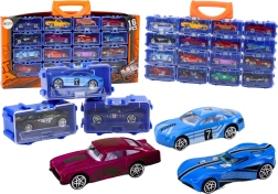 Set aus Metall-Spielzeugautos im Koffer, 16 Stück