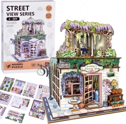 Holz-3D-Puzzle Blumenladen mit Licht, 243 Teile