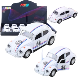 Klassischer Metall-Käfer 1:32 mit Pull-Back-Antrieb und öffnenden Türen – weiß