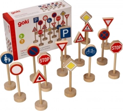 Holz-Verkehrszeichen Goki, Set 15 Stück