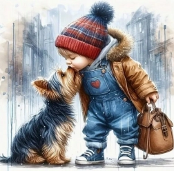 Diamantmalerei Junge mit Hund 30x40 cm