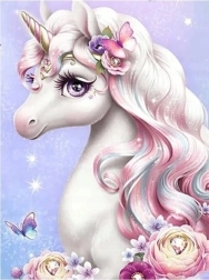 Norimpex Malen nach Zahlen Schöner Einhorn mit Blumen 40 × 50 cm