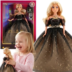 Puppe Woopie Royal Lily in schwarz-goldenem Kleid, 30 cm