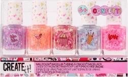 Kinder-Nagellackset mit Konfetti, 5×8 ml