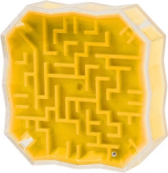 Logikspiel Labyrinth mit Kugel Gelb