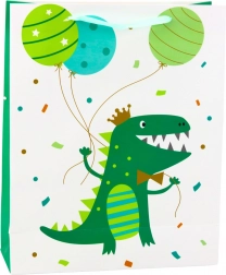 Geschenktasche Dinosaurier mit Luftballons 32 x 26 x 10 cm