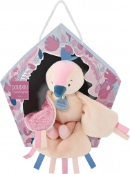 Geschenkset Doudou - musikalisches Plüschtier Vogel rosa 23 cm