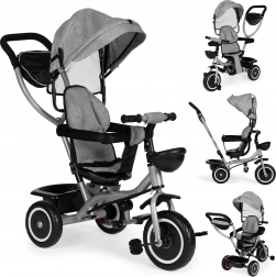 Kinder-Dreirad Kinderwagen 2-in-1, drehbarer Sitz und klappbares Verdeck, grau ECOTOYS