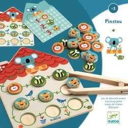 DJECO Pinstou – Holzlernspiel zum Zählen mit Pinzette